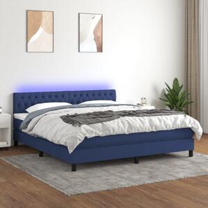 VidaXL Κρεβάτι Boxspring με Στρώμα & LED Μπλε 160x200 εκ. Υφασμάτινο