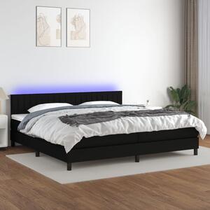 VidaXL Κρεβάτι Boxspring με Στρώμα & LED Μαύρο 200x200 εκ. Υφασμάτινο