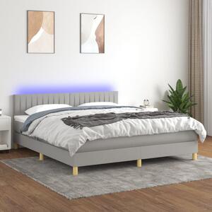 VidaXL Κρεβάτι Boxspring με Στρώμα & LED Αν.Γκρι 180x200 εκ Υφασμάτινο