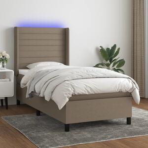 VidaXL Κρεβάτι Boxspring με Στρώμα & LED Taupe 80x200 εκ. Υφασμάτινο