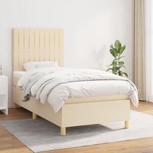 VidaXL Κρεβάτι Boxspring με Στρώμα Κρεμ 100 x 200 εκ. Υφασμάτινο