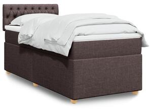 VidaXL Κρεβάτι Boxspring με Στρώμα Σκούρο Καφέ 100x200 εκ. Υφασμάτινο