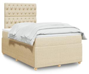 VidaXL Κρεβάτι Boxspring με Στρώμα Κρεμ 120x190 εκ. Υφασμάτινο