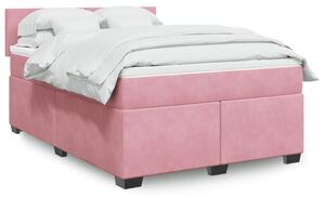 VidaXL Κρεβάτι Boxspring με Στρώμα Ροζ 140x190 εκ. Βελούδινο