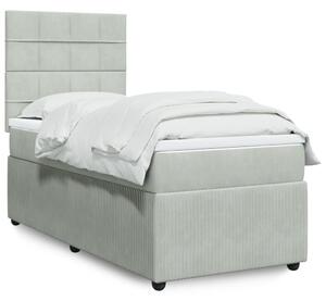 VidaXL Κρεβάτι Boxspring με Στρώμα Ανοιχτό Γκρι 90x200 εκ. Βελούδινο