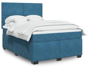 VidaXL Κρεβάτι Boxspring με Στρώμα Μπλε 140x200 εκ. Βελούδινο