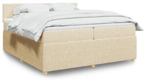 VidaXL Κρεβάτι Boxspring με Στρώμα Κρεμ 200x200 εκ. Υφασμάτινο