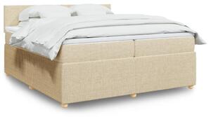 VidaXL Κρεβάτι Boxspring με Στρώμα Κρεμ 200x200 εκ. Υφασμάτινο