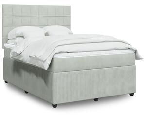 VidaXL Κρεβάτι Boxspring με Στρώμα Ανοιχτό Γκρι 160x200 εκ. Βελούδινο