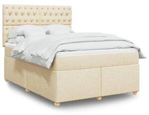 VidaXL Κρεβάτι Boxspring με Στρώμα Κρεμ 140x190 εκ. Υφασμάτινο