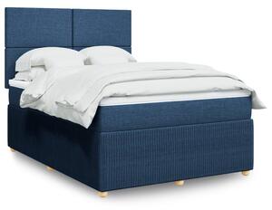 VidaXL Κρεβάτι Boxspring με Στρώμα Μπλε 140x200 εκ. Υφασμάτινο