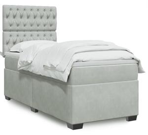 VidaXL Κρεβάτι Boxspring με Στρώμα Ανοιχτό Γκρι 90x200 εκ. Βελούδινο