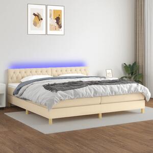 VidaXL Κρεβάτι Boxspring με Στρώμα & LED Κρεμ 200x200 εκ. Υφασμάτινο