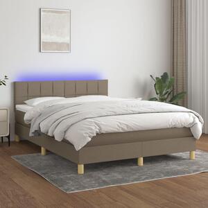 VidaXL Κρεβάτι Boxspring με Στρώμα & LED Taupe 140x190 εκ. Υφασμάτινο