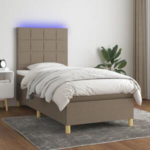 VidaXL Κρεβάτι Boxspring με Στρώμα & LED Taupe 100x200 εκ. Υφασμάτινο