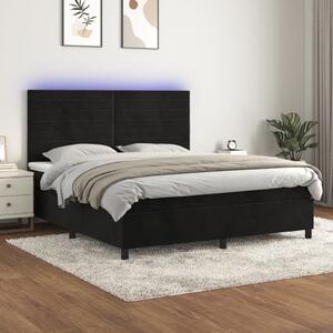 VidaXL Κρεβάτι Boxspring με Στρώμα & LED Μαύρο 180x200 εκ. Βελούδινο