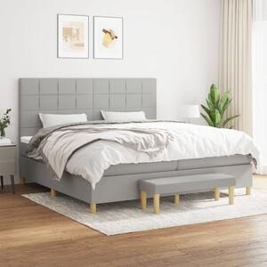 VidaXL Κρεβάτι Boxspring με Στρώμα Ανοιχτό Γκρι 200x200 εκ. Υφασμάτινο