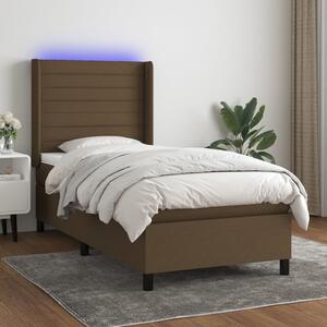 VidaXL Κρεβάτι Boxspring με Στρώμα & LED Σκ.Καφέ 100x200 εκ Υφασμάτινο