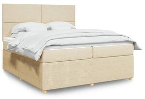 VidaXL Κρεβάτι Boxspring με Στρώμα Κρεμ 200x200 εκ. Υφασμάτινο