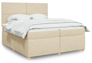 VidaXL Κρεβάτι Boxspring με Στρώμα Κρεμ 200x200 εκ. Υφασμάτινο