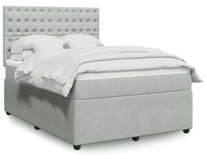 VidaXL Κρεβάτι Boxspring με Στρώμα Ανοιχτό Γκρι 140x190 εκ. Βελούδινο