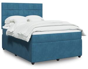 VidaXL Κρεβάτι Boxspring με Στρώμα Σκούρο Μπλε 140x190 εκ. Βελούδινο