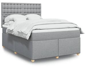 VidaXL Κρεβάτι Boxspring με Στρώμα Ανοιχτό Γκρι 140x200 εκ. Υφασμάτινο