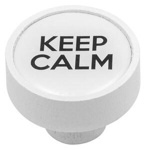 Roline 509 Πόμολο Επίπλου από Δρυς Λευκό-Keep Calm Φ37mm