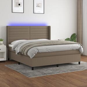 VidaXL Κρεβάτι Boxspring με Στρώμα & LED Taupe 180x200 εκ. Υφασμάτινο