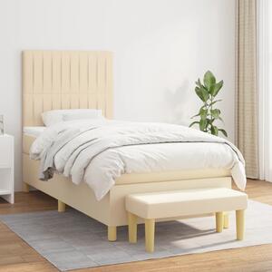 VidaXL Κρεβάτι Boxspring με Στρώμα Κρεμ 90x200 εκ.Υφασμάτινο