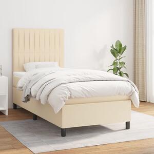 VidaXL Κρεβάτι Boxspring με Στρώμα Κρεμ 90x200 εκ.Υφασμάτινο