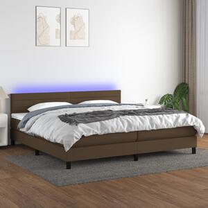 VidaXL Κρεβάτι Boxspring με Στρώμα & LED Σκ.Καφέ 200x200 εκ Υφασμάτινο