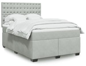 VidaXL Κρεβάτι Boxspring με Στρώμα Ανοιχτό Γκρι 140x190 εκ. Βελούδινο