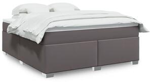 VidaXL Κρεβάτι Boxspring με Στρώμα Γκρι 180x200 εκ. Συνθετικό Δέρμα