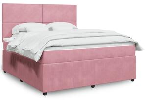 VidaXL Κρεβάτι Boxspring με Στρώμα Ροζ 180x200 εκ. Βελούδινο