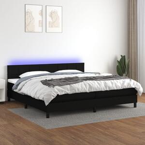 VidaXL Κρεβάτι Boxspring με Στρώμα & LED Μαύρο 200x200 εκ. Υφασμάτινο