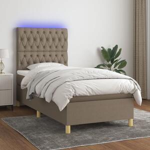 VidaXL Κρεβάτι Boxspring με Στρώμα & LED Taupe 100x200 εκ. Υφασμάτινο