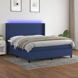 VidaXL Κρεβάτι Boxspring με Στρώμα & LED Μπλε 180x200 εκ. Υφασμάτινο