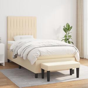 VidaXL Κρεβάτι Boxspring με Στρώμα Κρεμ 100 x 200 εκ. Υφασμάτινο