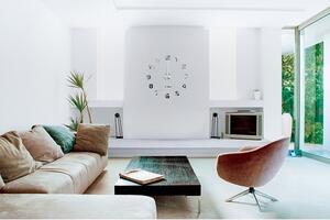 Διακοσμητικό 3D αυτοκόλλητο ρολόι τοίχου DIY Ruhhy — Με εφέ καθρέπτη, αθόρυβο, 60–130 cm, ασημί