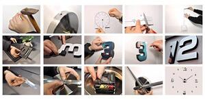 Διακοσμητικό 3D αυτοκόλλητο ρολόι τοίχου DIY Ruhhy — Με εφέ καθρέπτη, αθόρυβο, 60–130 cm, ασημί