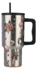 Κούπα Θερμός Με Λαβή & Καλαμάκι 900ml Estia Save The Aegean Tumbler Old School Ink 01-32050