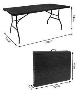 Πτυσσόμενο τραπέζι κήπου 180 cm – Μαύρο, για catering και πικνίκ
