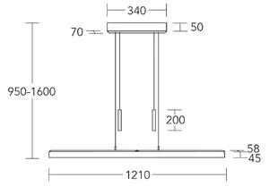 HerzBlut LED κρεμαστό φωτιστικό Leonora, 121 cm, ξύλο, ρυθμιζόμενο φωτισμό