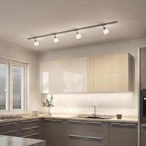 Lindby Μονοφασικό σύστημα ράγας Linaro, E14, ασημί, 4 φύλλα., ρυθμιζόμενος, Γκρι, Σαλόνι / τραπεζαρία, Μέταλλο, σύγχρονο
