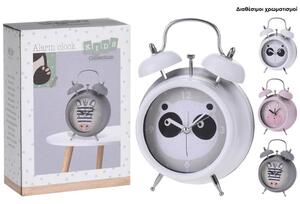 Επιτραπέζιο ρολόι Alarm Kids deco HZ1991440 13x6.5x18cm, ματ φινίρισμα, σε 3 επιλογές σχεδίου - χρώματος, κουνέλι-ροζ/ζέβρα-Γκρι/παντά-λευκό