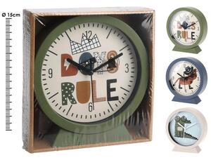 Ρολόι επιτραπέζιο Alarm με βαση Kids Deco 837165350 Διάμετρος 15cm, σε 3 επιλογές χρώματος green-boys rule, blue- tiger, white - croco