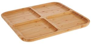 Δίσκος Σερβιρίσματος Excellent Houseware από Ξύλο Bamboo, με 4 διαμερίσματα και διαστάσεις 30x30x1.8cm