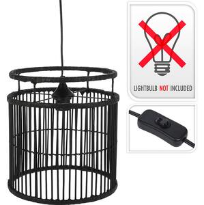 Φωτιστικό οροφής ρεύματος Ξύλο Willow/Rattan με λαμπτήρα Ε27 και διαστάσεις 28x28x30cm - Μαύρο