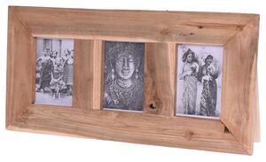 Κορνίζα Ξύλο Teak, με 3 θέσεις, βάση και εσοχή - 28x55cm